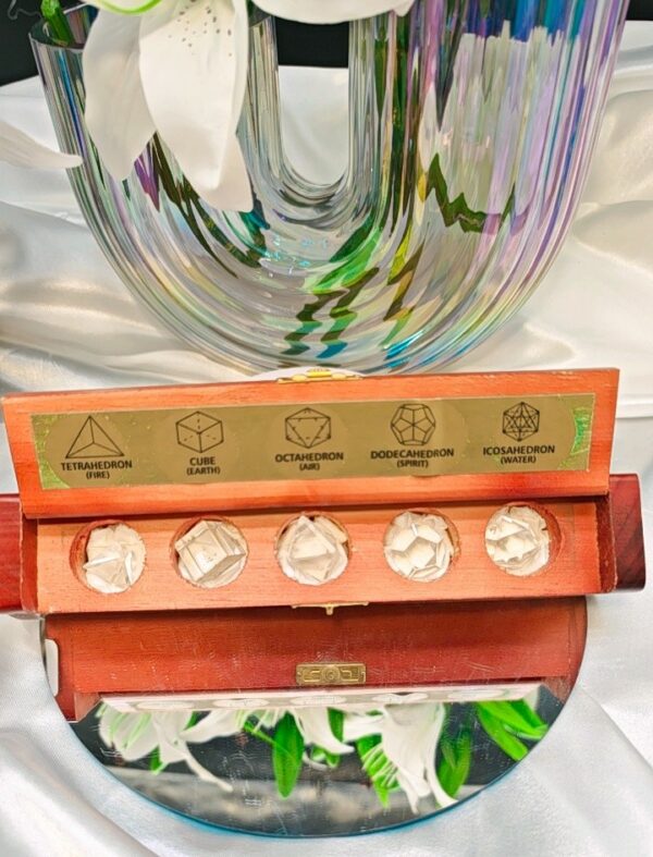 Coffret 5 Solides de Platon Cristal de Roche