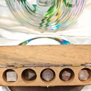 Coffret 5 Solides de Platon Quartz Rose