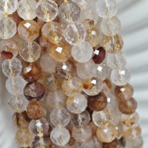 Perle Facette Quartz Hématoide 8mm