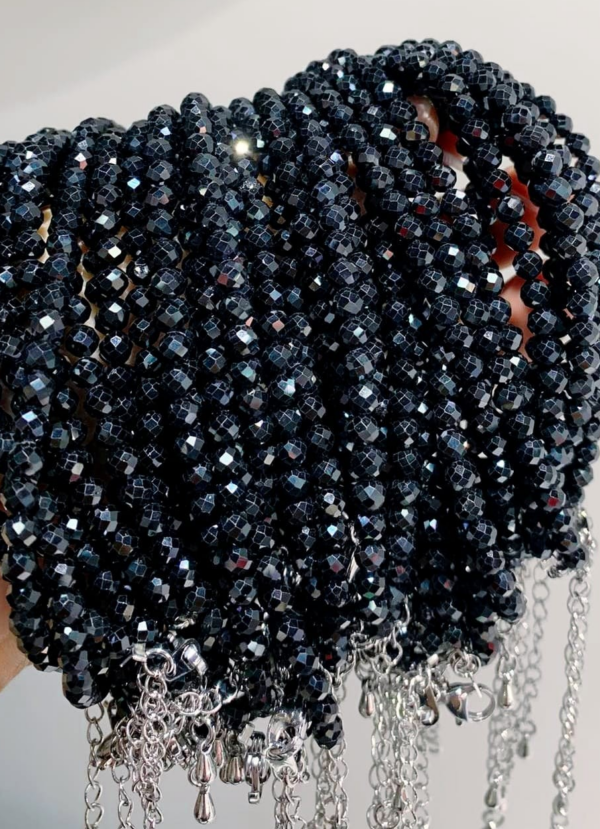 Bracelet , Chevillère Spinelle Noire Facettes